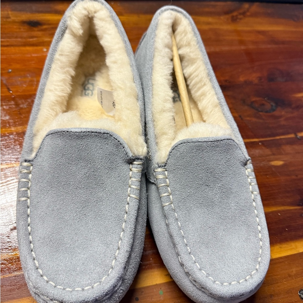 UGG Gray Suede Slip-On Loafers with Plush Lining